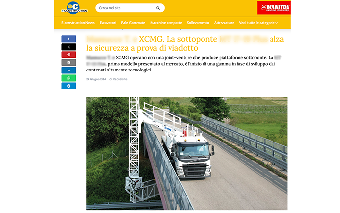 欧洲媒体e-CONSTRUCTION点赞8188cc威尼斯桥梁检测车